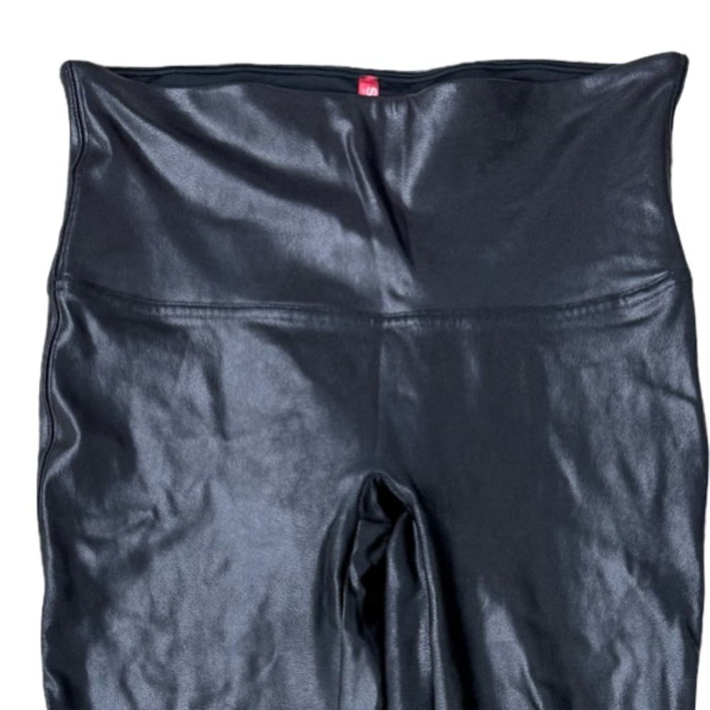 Spanx Faux Leather Moto Leggings Black Shaping Athleisure EUC - Picture 4 of 11